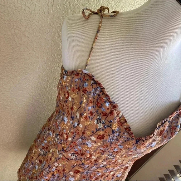 Aritzia Wilfred Free Fable Mini Dress Terracotta Tie Straps Tiered Smocked: 14 - Picture 3 of 14